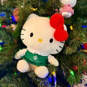 Starbucks Hello Kitty Plush with Red Bow and Green Outfit
